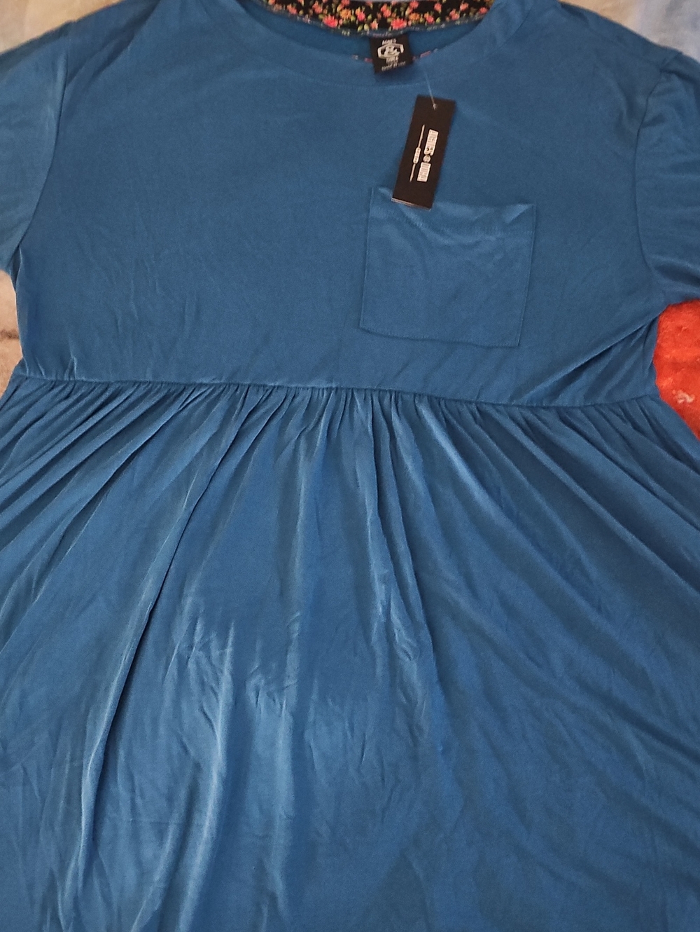 Agnes & Dora Teal-Blue Pocket-Front Casual Dress